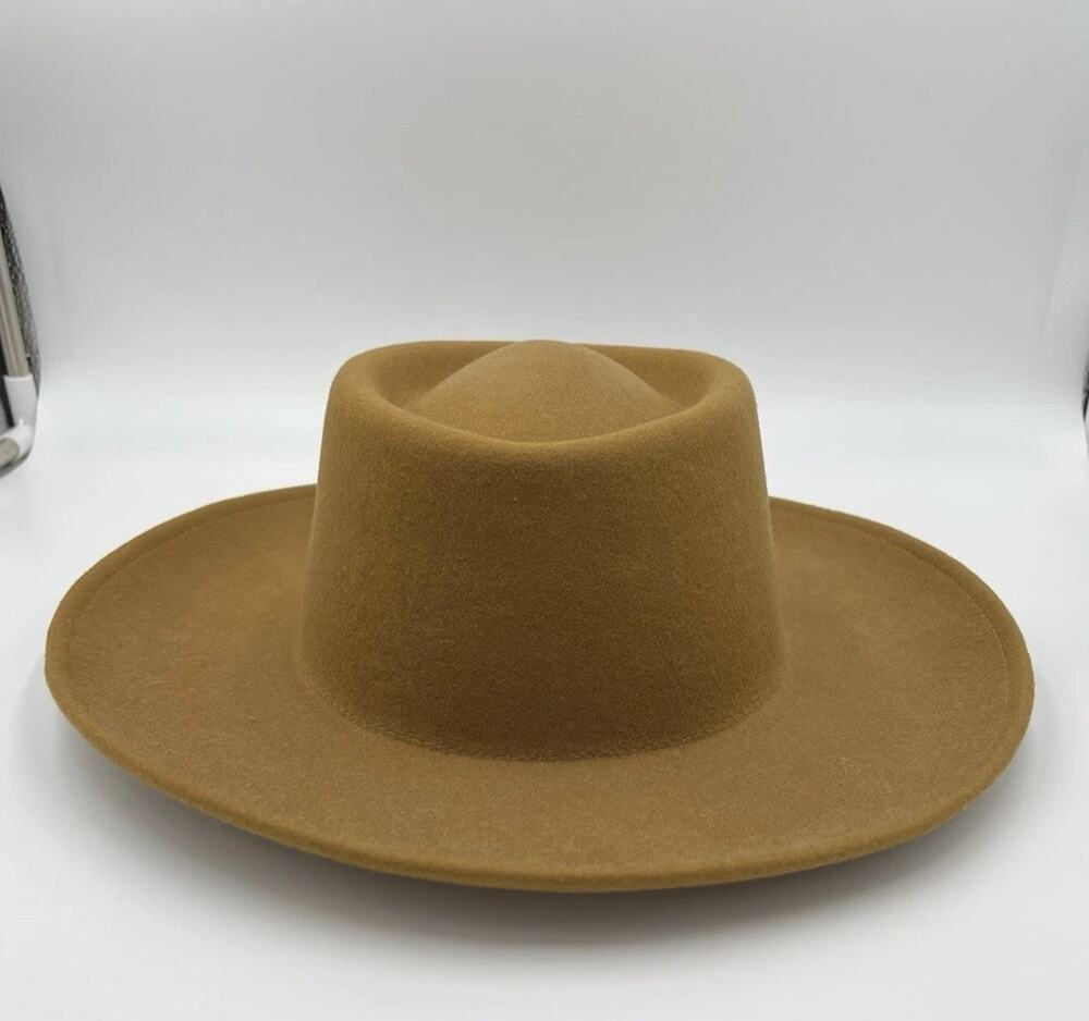 Gigi Pip The Gambler Ginger Hat In Cinnamon Tan Wide Brim Wool Felt Sz 57 S / M